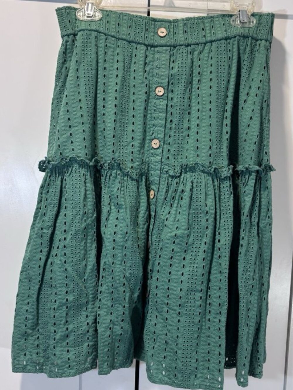 THE MIDDLE 100% Cotton Green Tiered Skirt Women’s Size Small Y2K Summer Travel